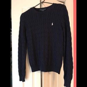 Ralph Lauren Polo navy cableknit sweater